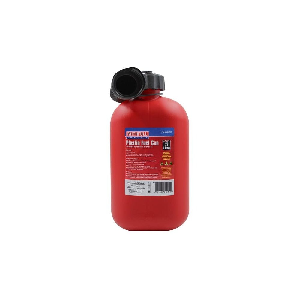 Faithfull Plastic Fuel Can Red 5 litre