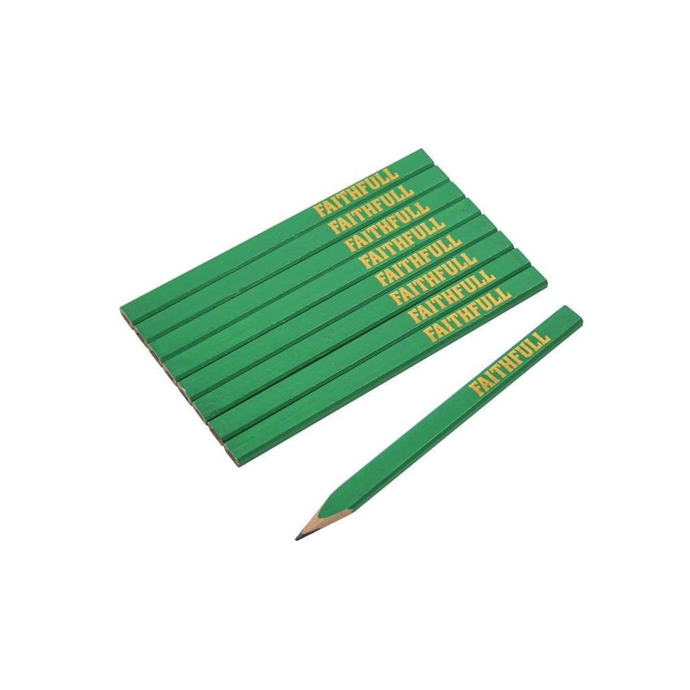 Faithfull FSC Carpenter's Pencils - Green / Hard (Pack 10)