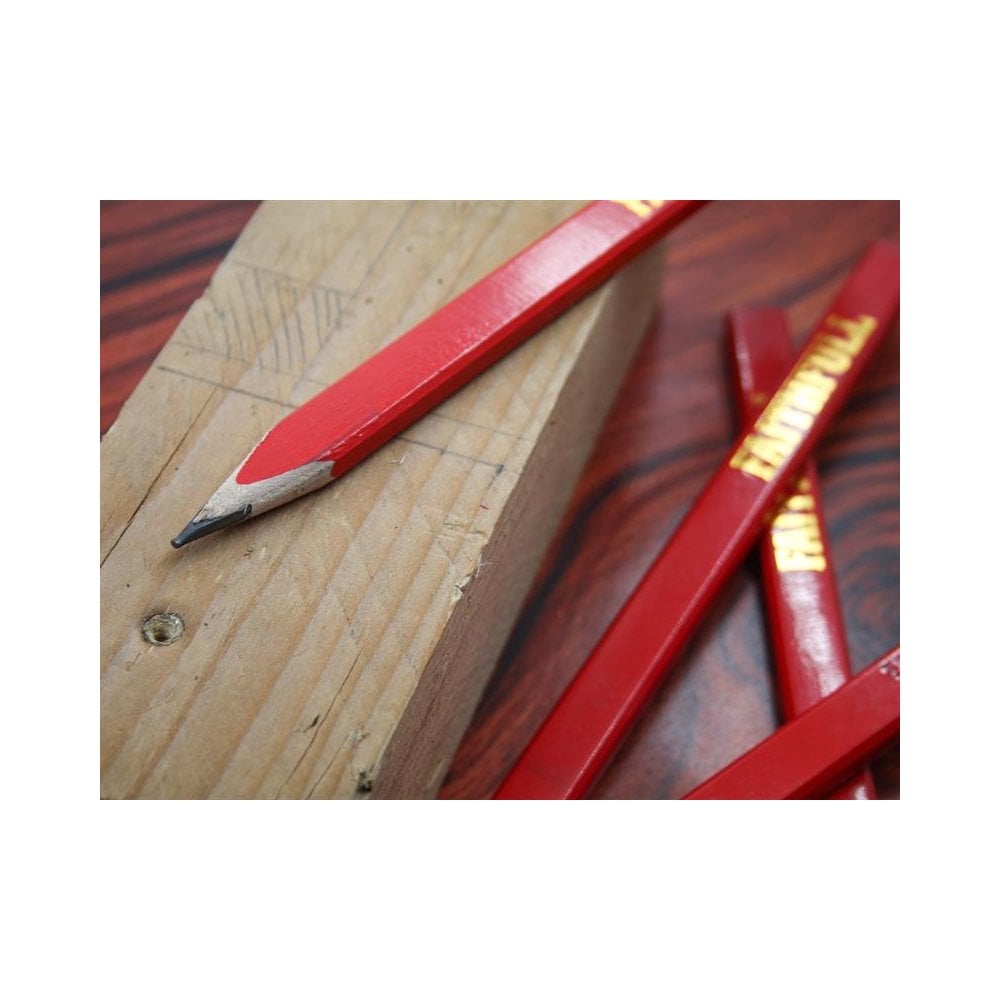 Faithfull FSC Carpenter's Pencils - Red / Medium (Pack 10)