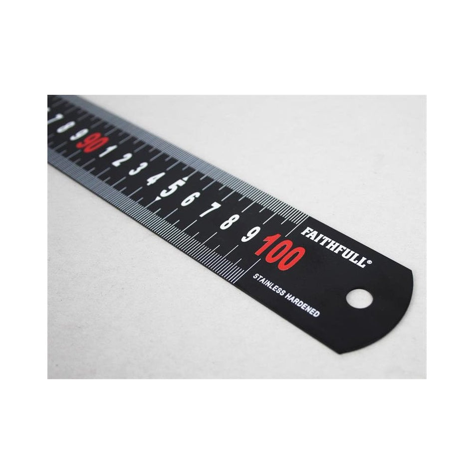 Faithfull Matt Black Stainless Steel Measuring Rule 1000mm