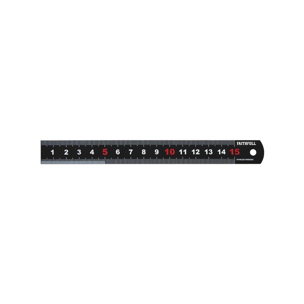 Faithfull Matt Black Stainless Steel Measuring Rule 150mm