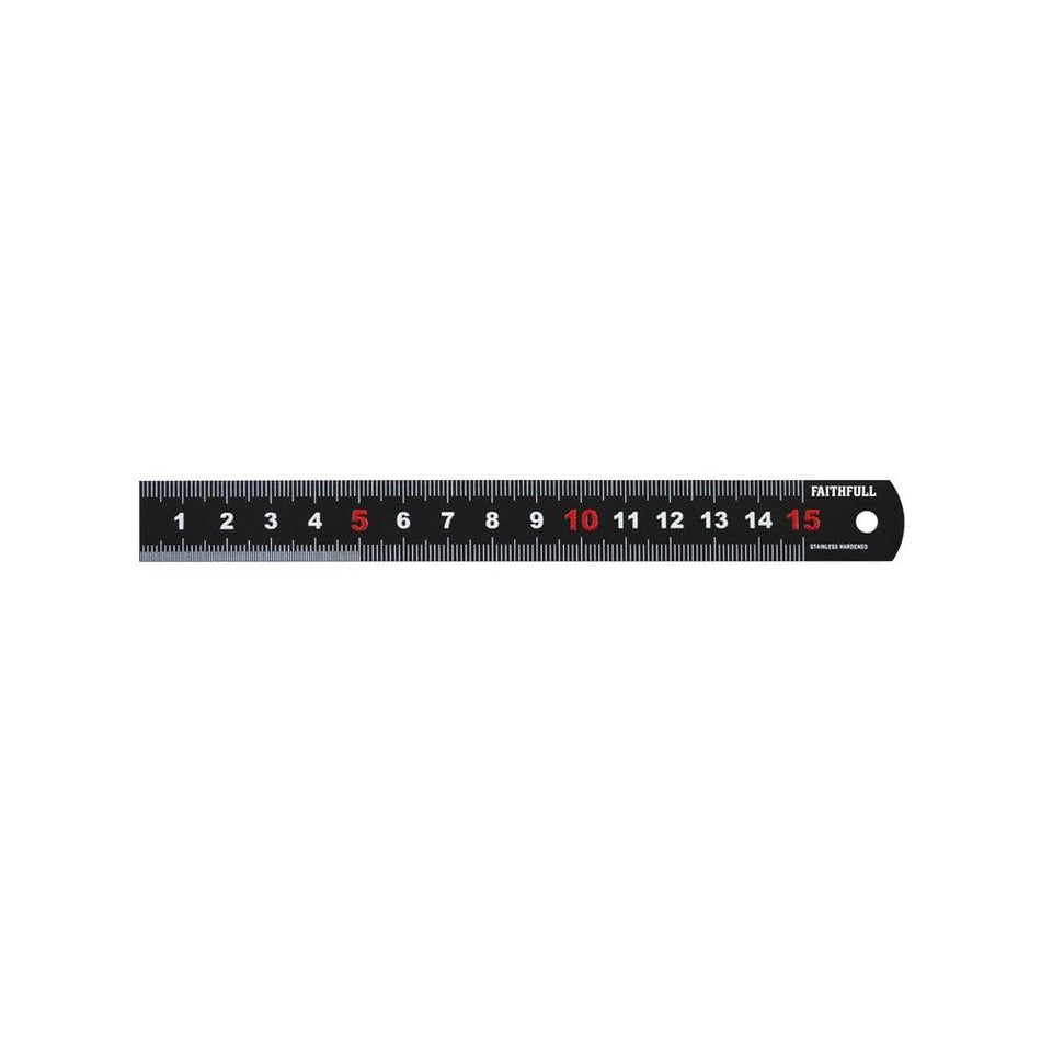 Faithfull Matt Black Stainless Steel Measuring Rule 150mm