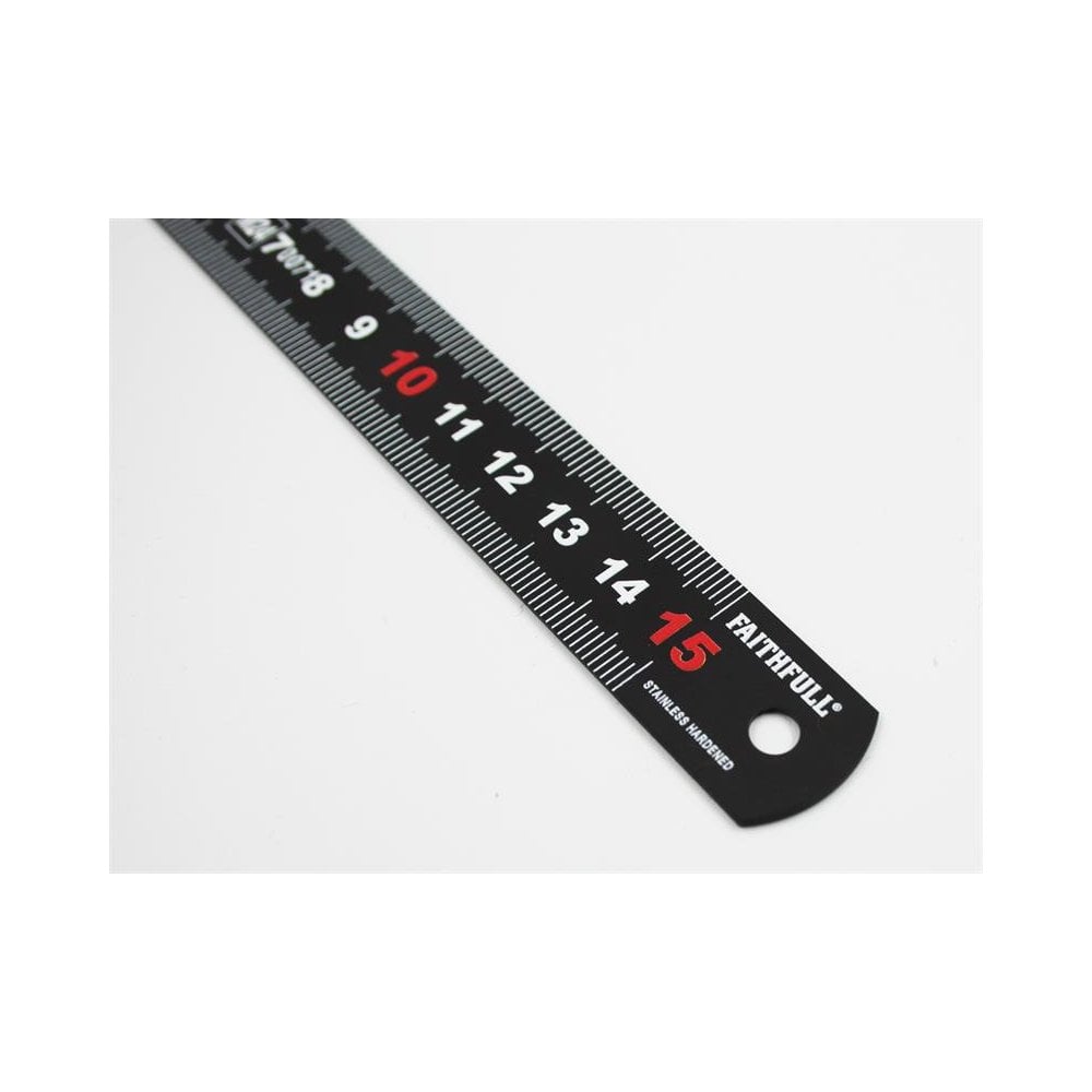 Faithfull Matt Black Stainless Steel Measuring Rule 150mm