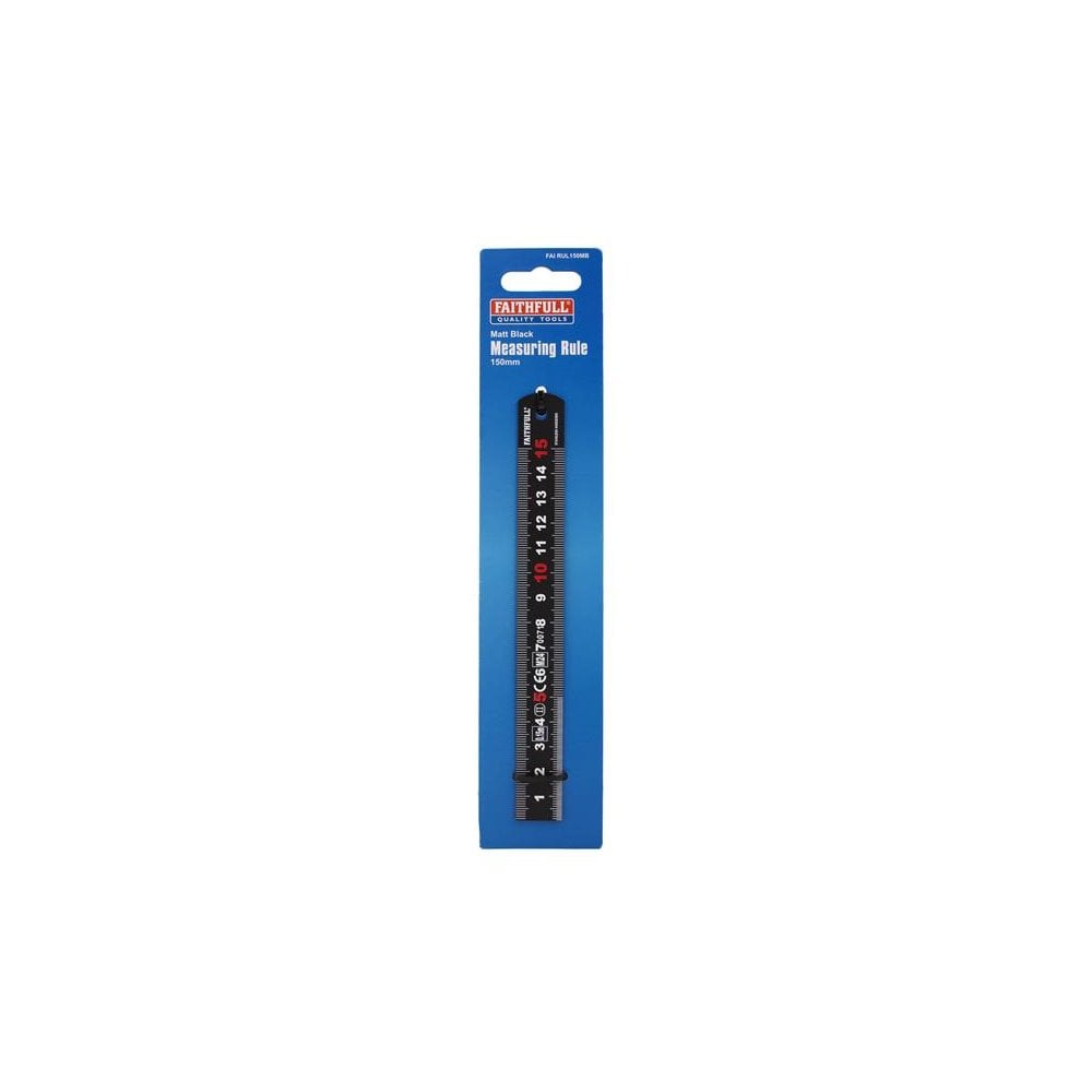 Faithfull Matt Black Stainless Steel Measuring Rule 150mm