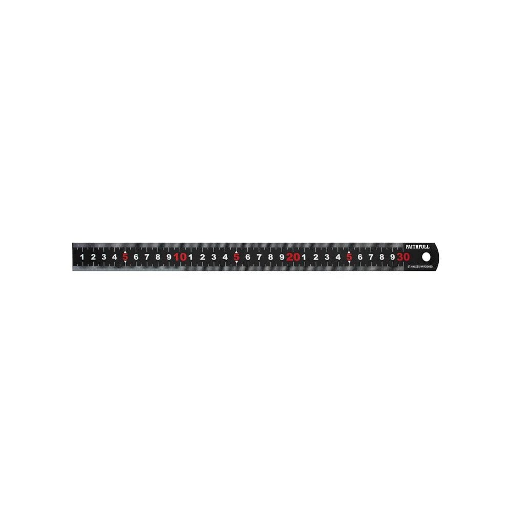 Faithfull Matt Black Stainless Steel Measuring Rule 300mm
