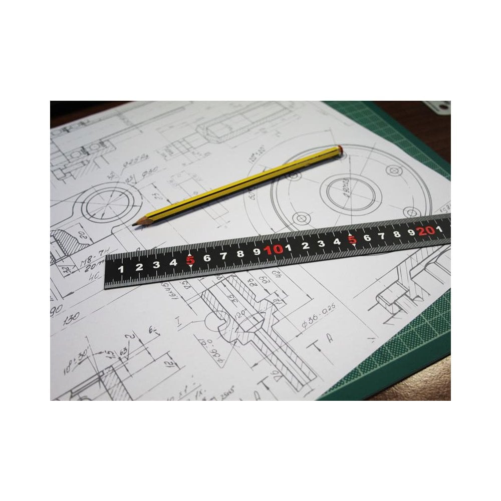 Faithfull Matt Black Stainless Steel Measuring Rule 300mm