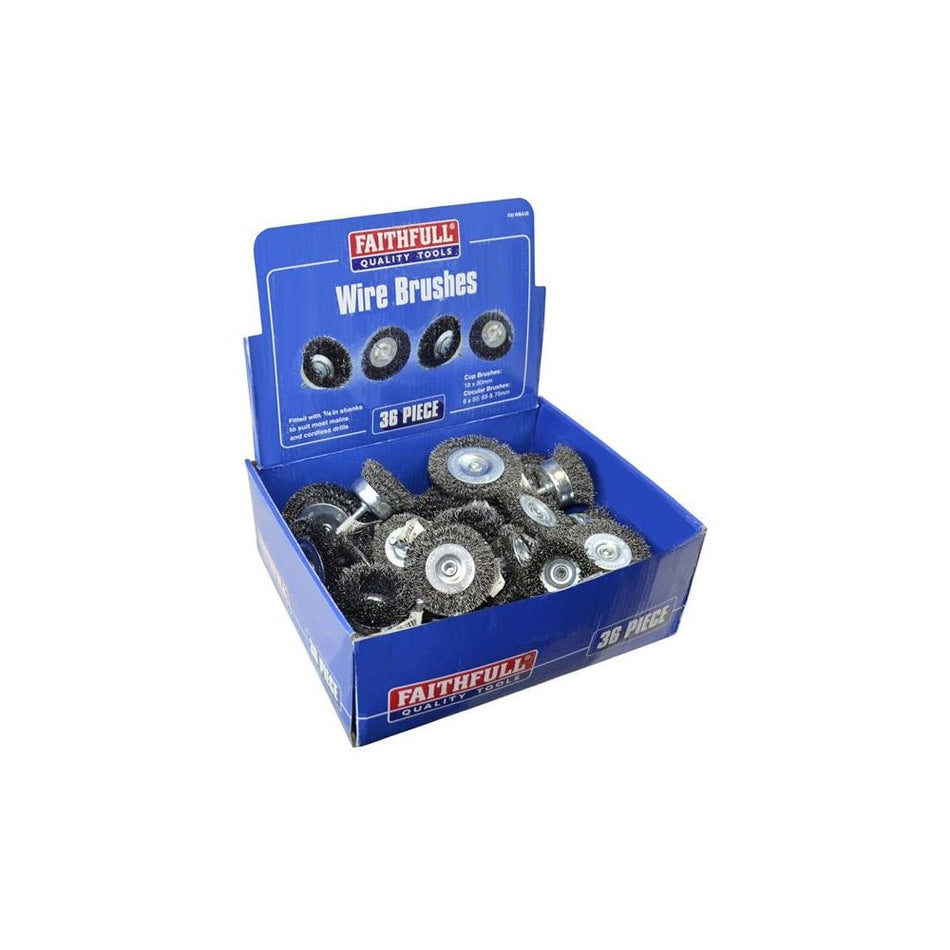 Faithfull Wire Brush Assortment 36 Piece