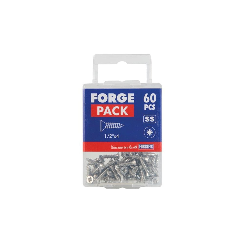 ForgeFix Self-Tapping Screw Pozi Compatible CSK A2 SS 1/2in x 4 ForgePack 60