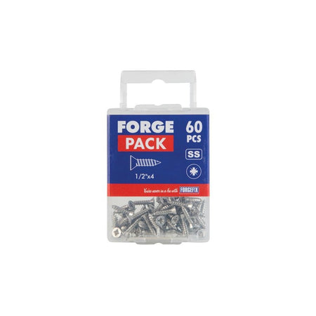 ForgeFix Self-Tapping Screw Pozi Compatible CSK A2 SS 1/2in x 4 ForgePack 60