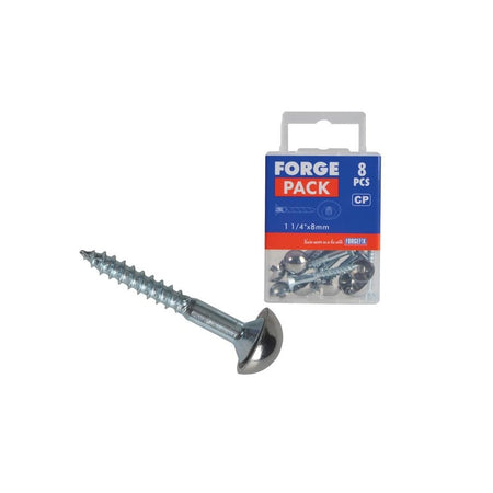 ForgeFix Mirror Screw Chrome Domed Top Slotted ZP 1.1/4in x 8 Forge Pack 8