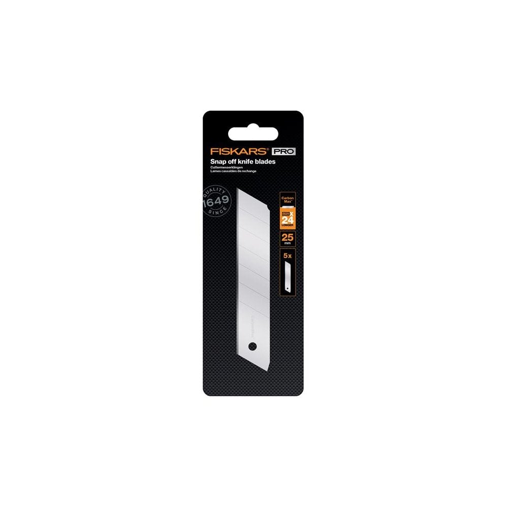 Fiskars CarbonMax Snap-off Knife Blade 25mm (5 Pack)