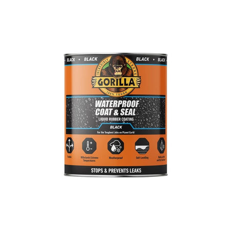 Gorilla Glue Waterproof Coat & Seal Liquid Rubber Coating Black 473ml