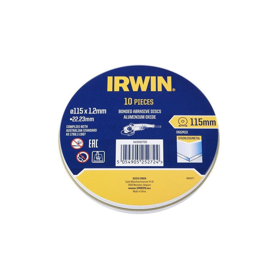 IRWIN® Metal Cutting Disc 115 x 1.2 x 22.2mm Tin of 10