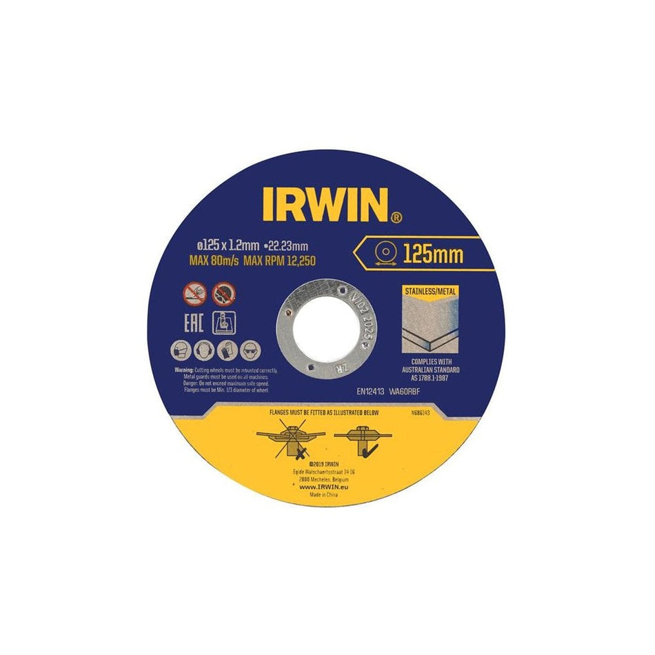IRWIN® Metal Cutting Disc 125 x 1.2 x 22.2mm Tin of 10