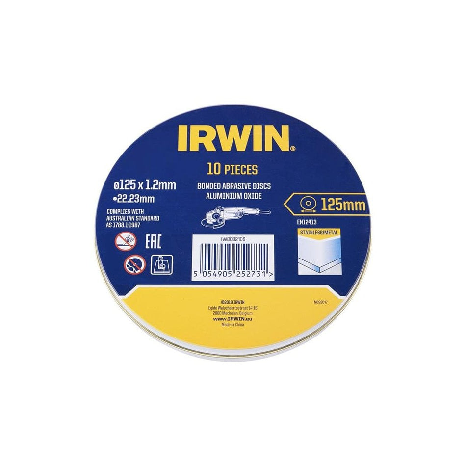 IRWIN® Metal Cutting Disc 125 x 1.2 x 22.2mm Tin of 10