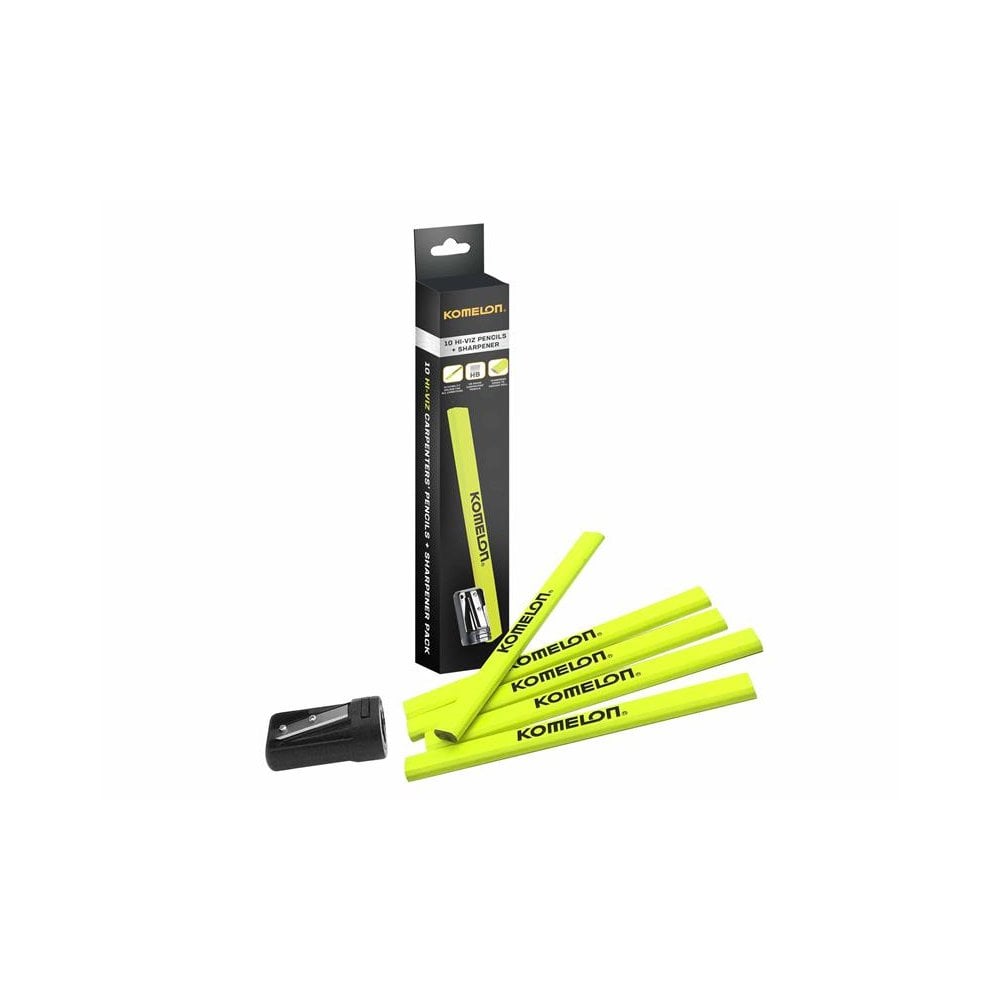 Komelon Carpenters Pencil and Sharpener Set, 10 Piece