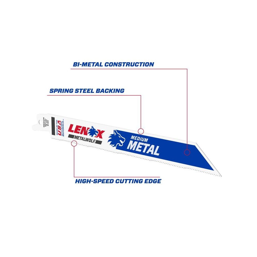 LENOX MetalWolf Wave Edge Reciprocating Saw Blade 203 x 19 x 0.9mm 18 TPI (Pack 25)