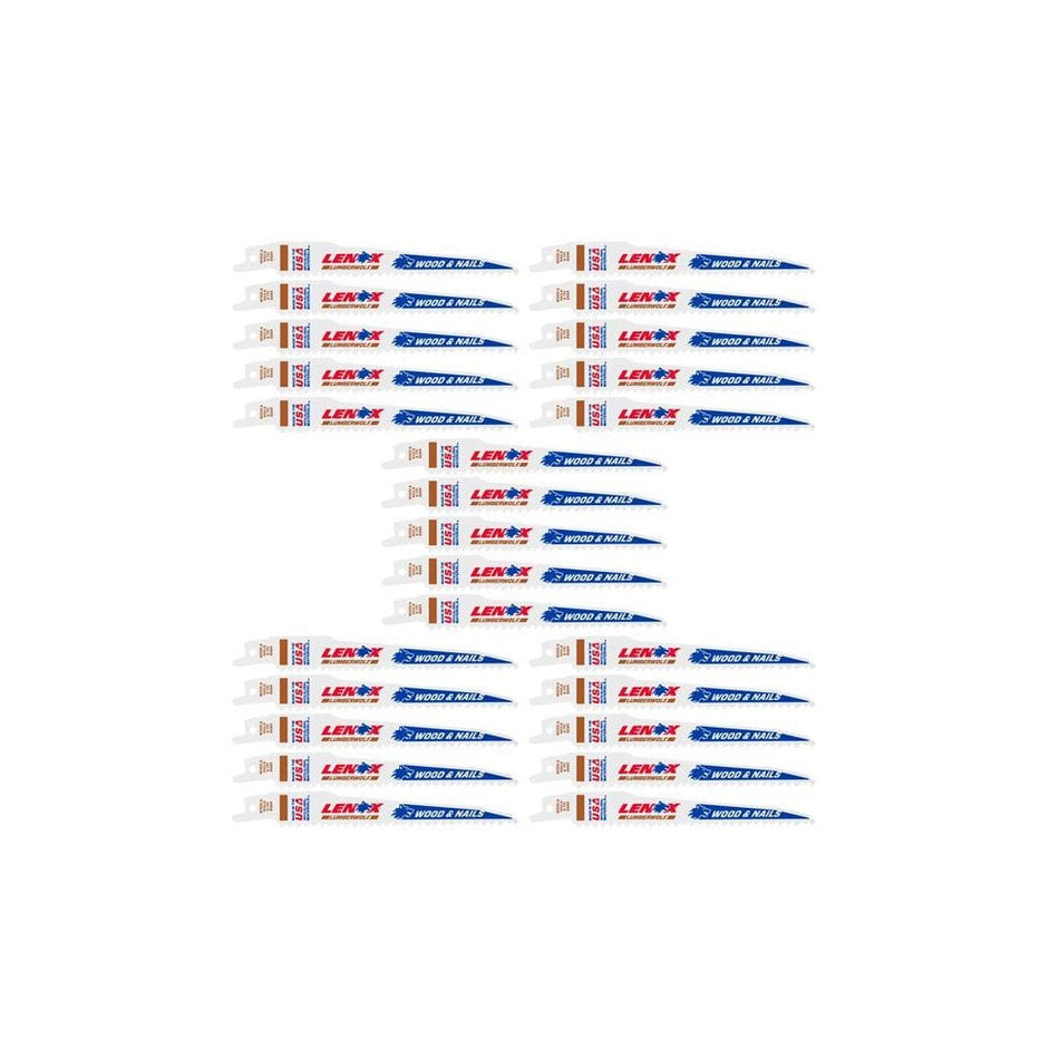 LENOX LumberWolf Reciprocating Saw Blade 152 x 19 x 1.3mm 6 TPI (25 Pack)