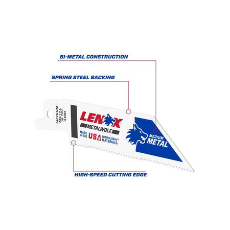 LENOX MetalWolf Wave Edge Reciprocating Saw Blade 102 x 19 x 0.9mm 18 TPI (Pack 5)