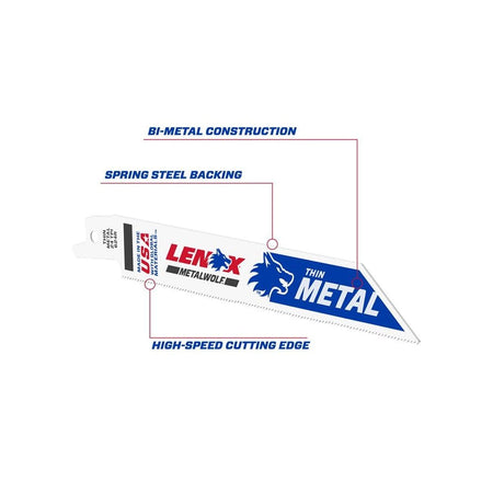LENOX MetalWolf Wave Edge Reciprocating Saw Blade 152 x 19 x 0.9mm 24 TPI (Pack 5)