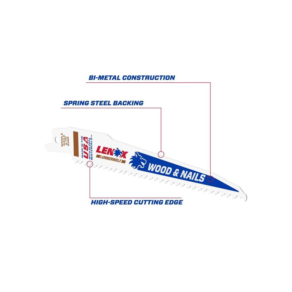 LENOX LumberWolf Reciprocating Saw Blade 152 x 19 x 1.3mm 6 TPI (Pack 5)
