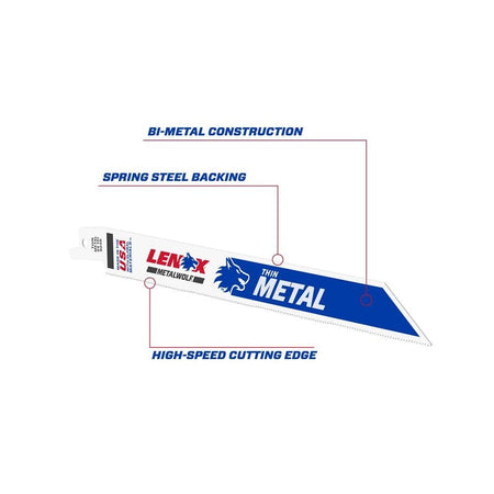 LENOX MetalWolf Wave Edge Reciprocating Saw Blade 203 x 19 x 0.9mm 24 TPI (Pack 5)