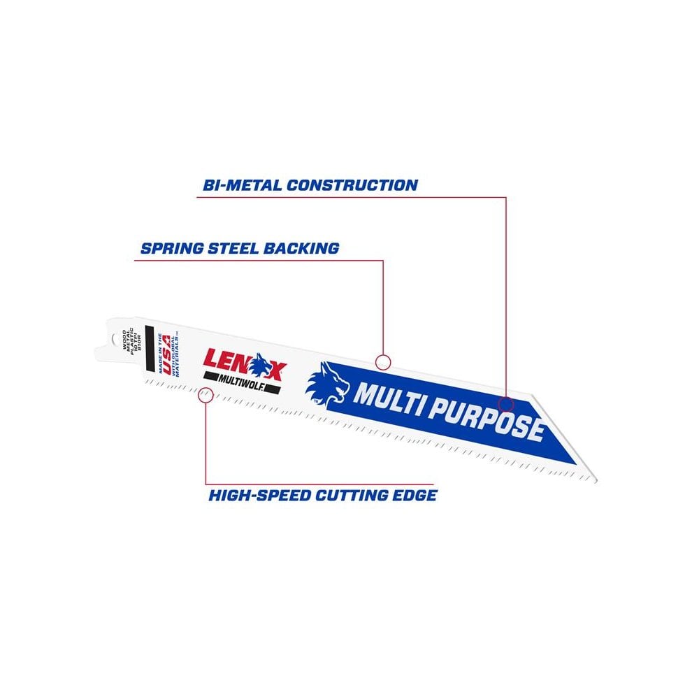 LENOX MultiWolf Wave Edge Reciprocating Saw Blade 203 x 19 x 1.3mm 10 TPI (Pack 5)
