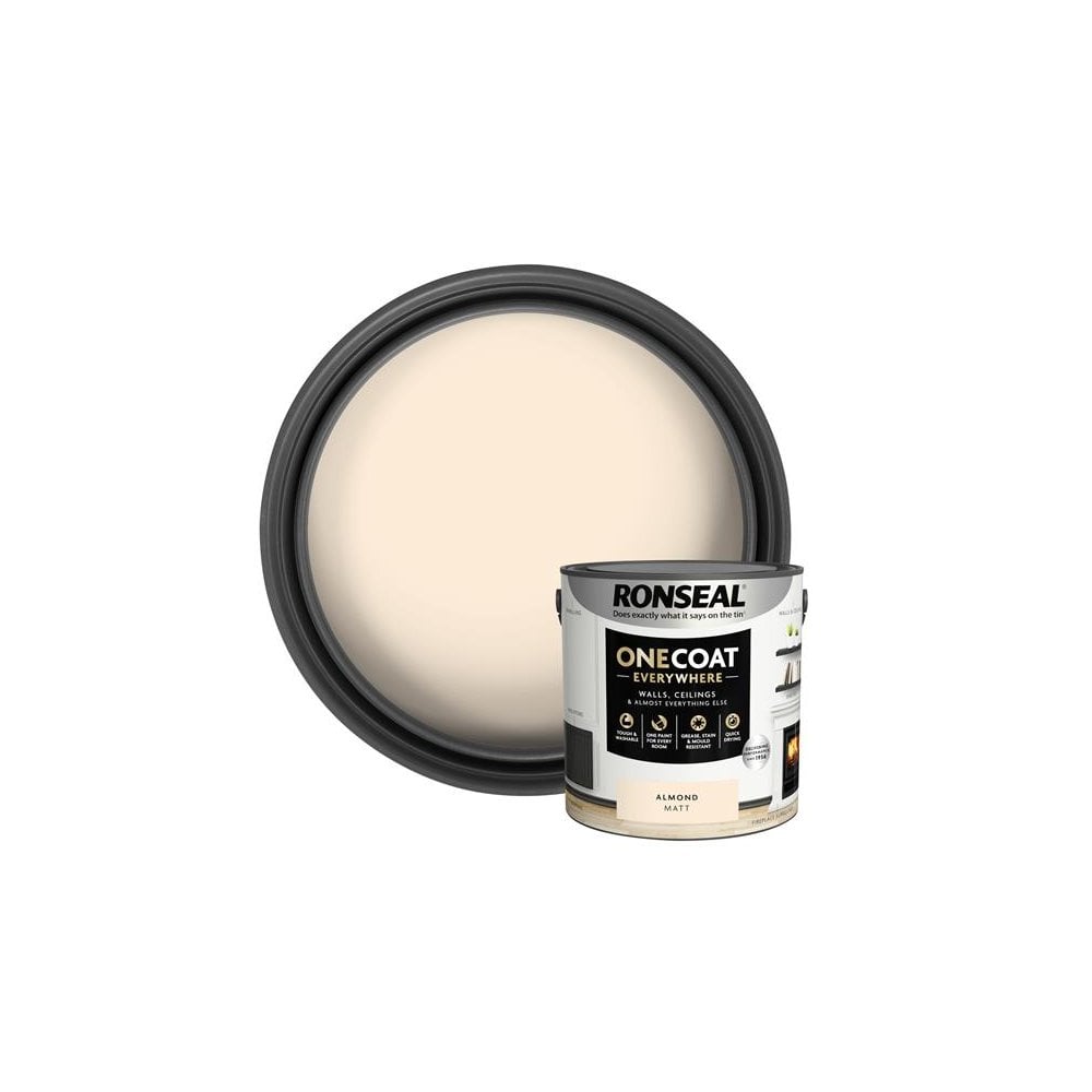 Ronseal One Coat Everywhere Interior Paint Almond Matt 2.5 litre
