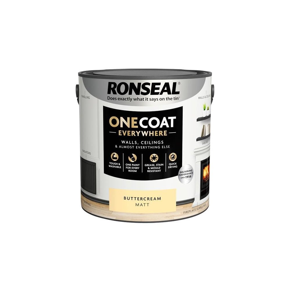 Ronseal One Coat Everywhere Interior Paint Buttercream Matt 2.5 litre
