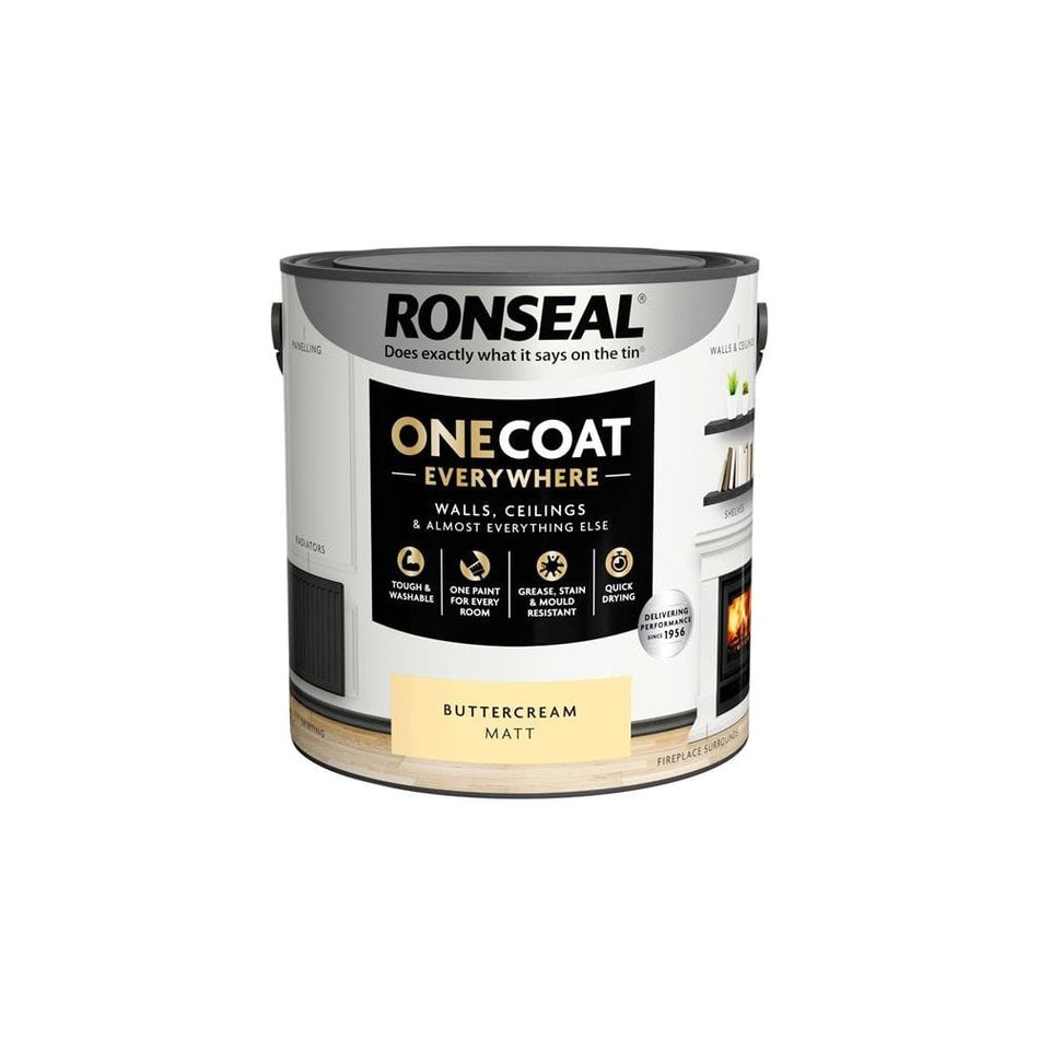 Ronseal One Coat Everywhere Interior Paint Buttercream Matt 2.5 litre