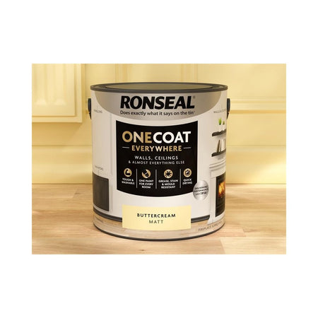 Ronseal One Coat Everywhere Interior Paint Buttercream Matt 2.5 litre