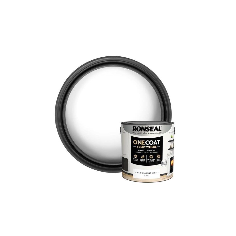Ronseal One Coat Everywhere Interior Paint Pure Brilliant White Matt 2.5 litre