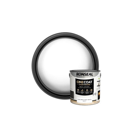 Ronseal One Coat Everywhere Interior Paint Pure Brilliant White Matt 2.5 litre