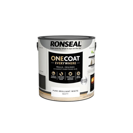 Ronseal One Coat Everywhere Interior Paint Pure Brilliant White Matt 2.5 litre