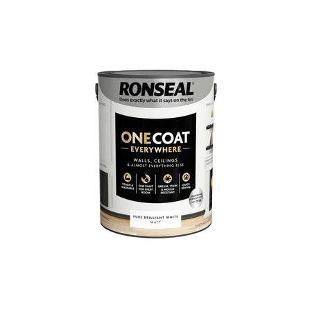 Ronseal One Coat Everywhere Interior Paint Pure Brilliant White Matt 5 litre
