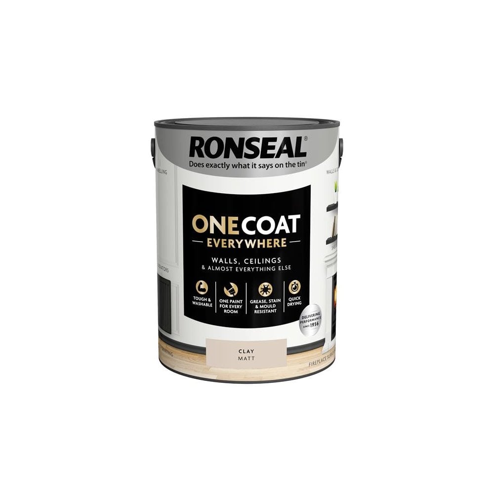 Ronseal One Coat Everywhere Interior Paint Clay Matt 5 litre