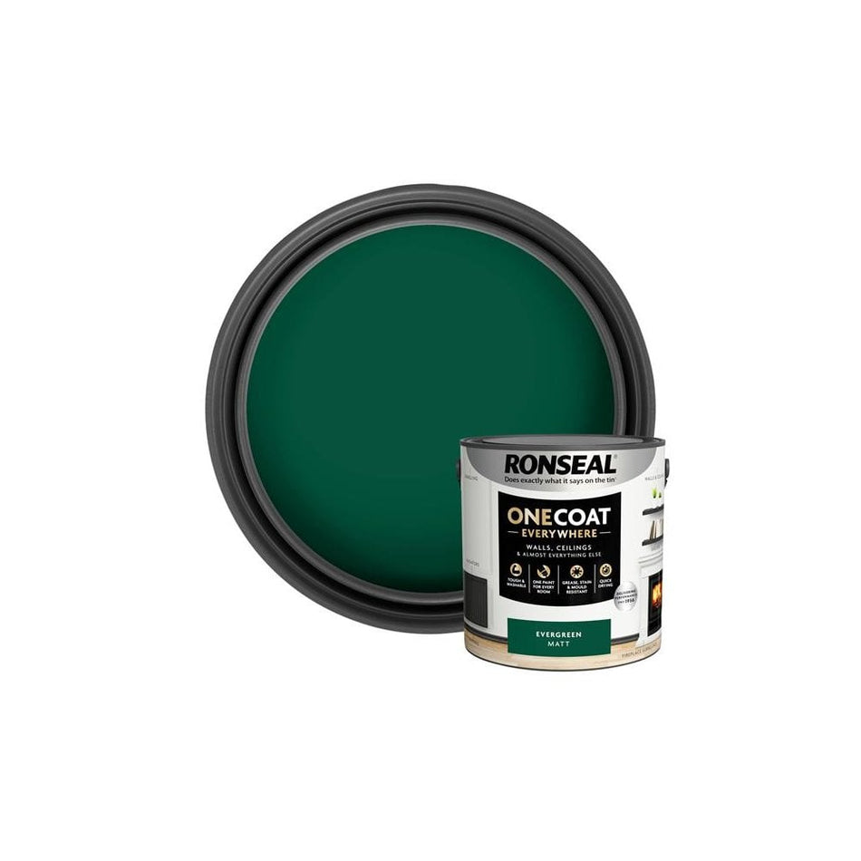 Ronseal One Coat Everywhere Interior Paint Evergreen Matt 2.5 litre