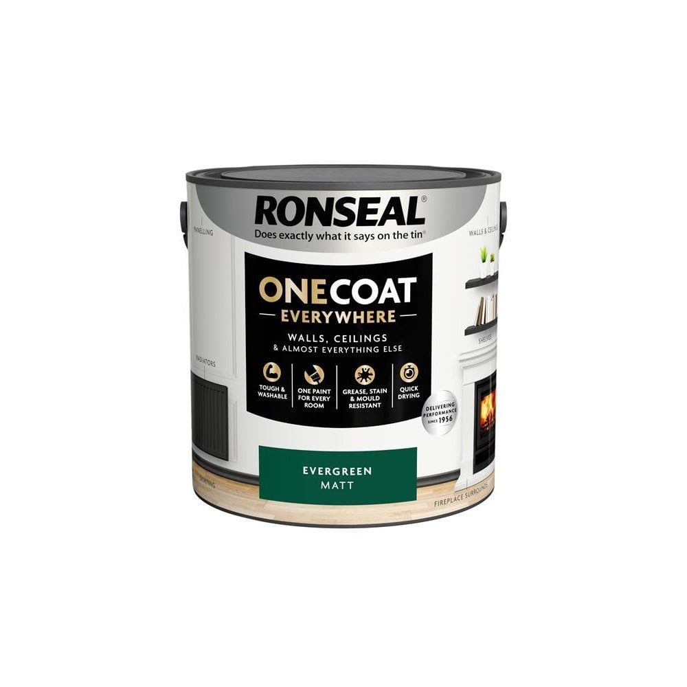 Ronseal One Coat Everywhere Interior Paint Evergreen Matt 2.5 litre