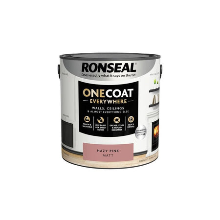 Ronseal One Coat Everywhere Interior Paint Hazy Pink Matt 2.5 litre