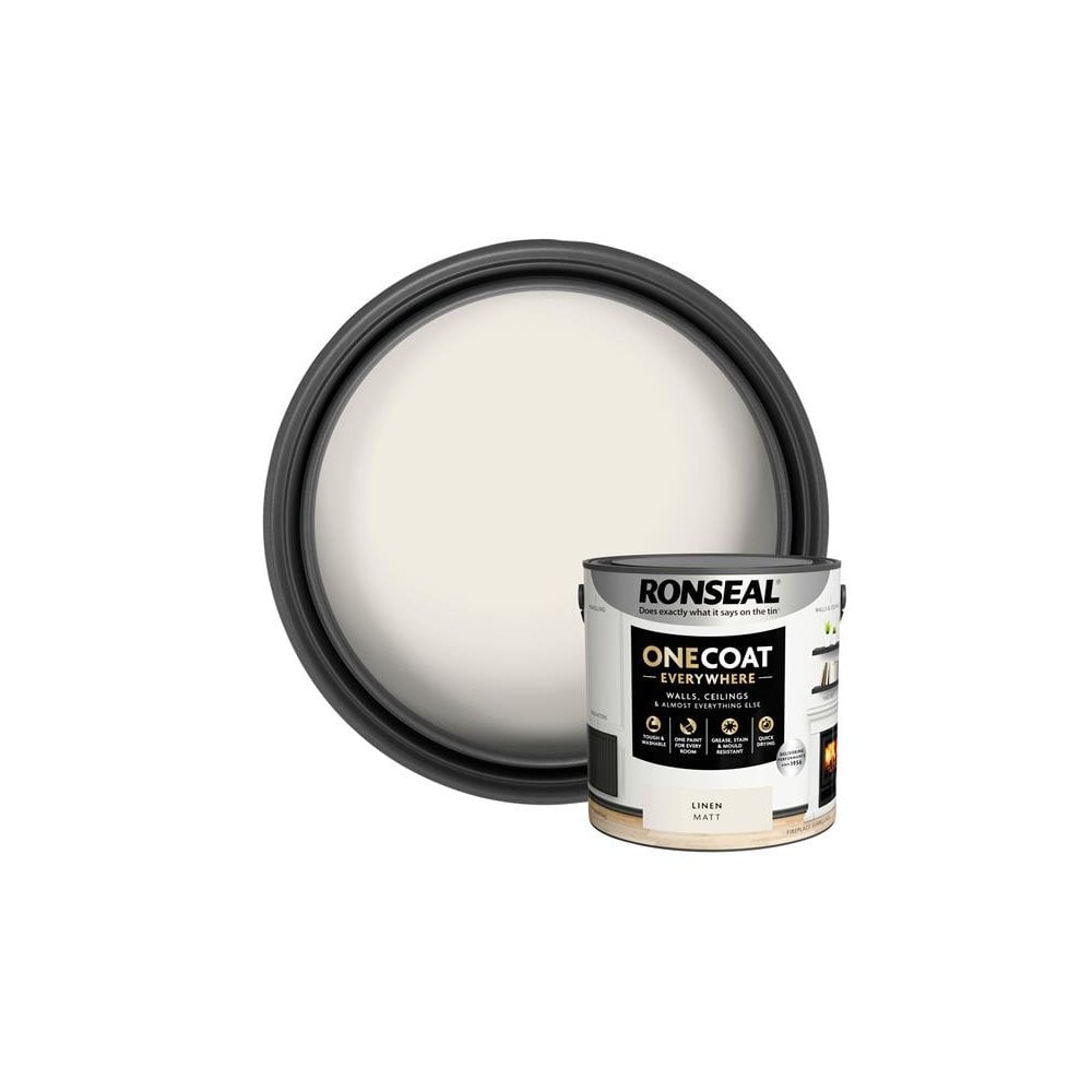 Ronseal One Coat Everywhere Interior Paint Linen Matt 2.5 litre