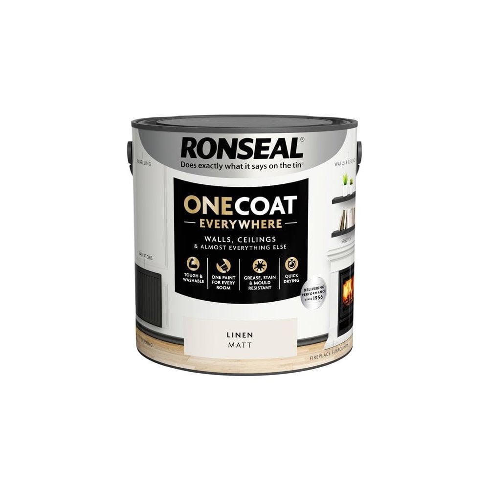Ronseal One Coat Everywhere Interior Paint Linen Matt 2.5 litre