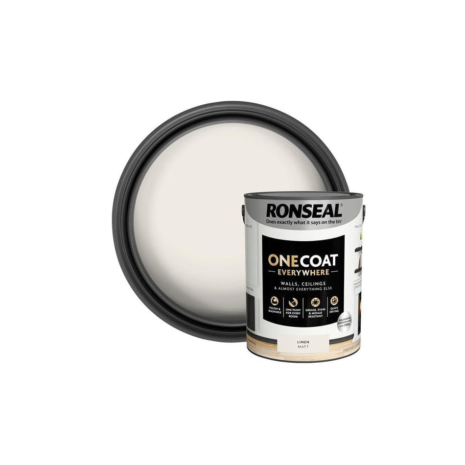 Ronseal One Coat Everywhere Interior Paint Linen Matt 5 litre