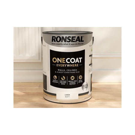 Ronseal One Coat Everywhere Interior Paint Linen Matt 5 litre