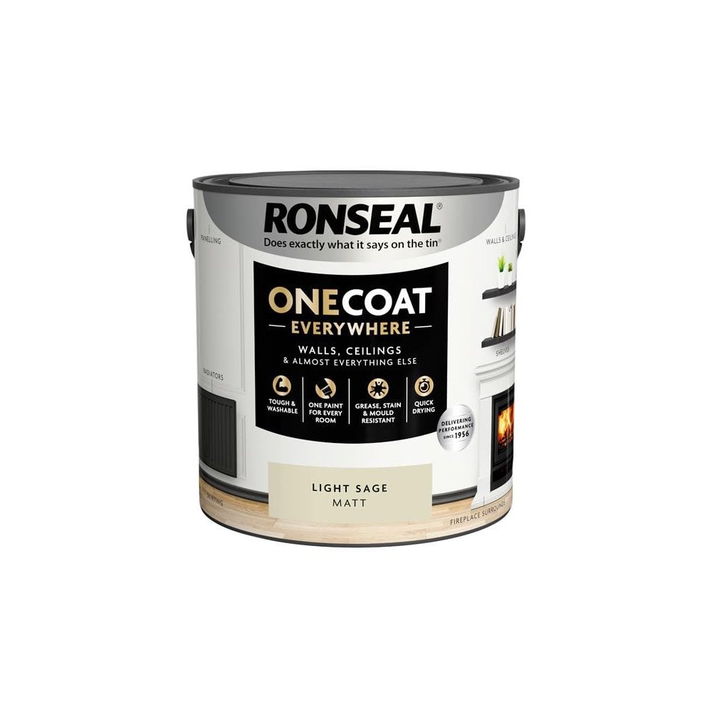 Ronseal One Coat Everywhere Interior Paint Light Sage Matt 2.5 litre