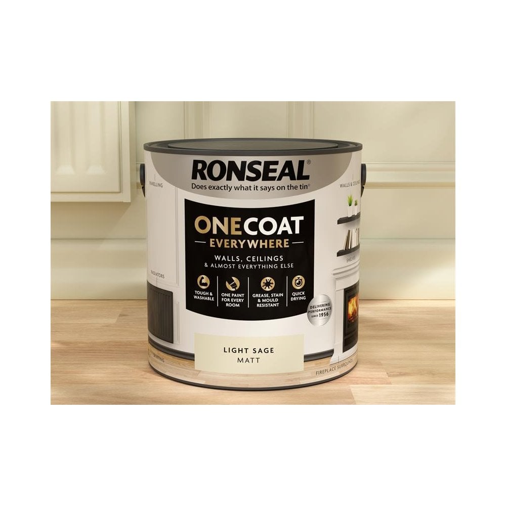 Ronseal One Coat Everywhere Interior Paint Light Sage Matt 2.5 litre