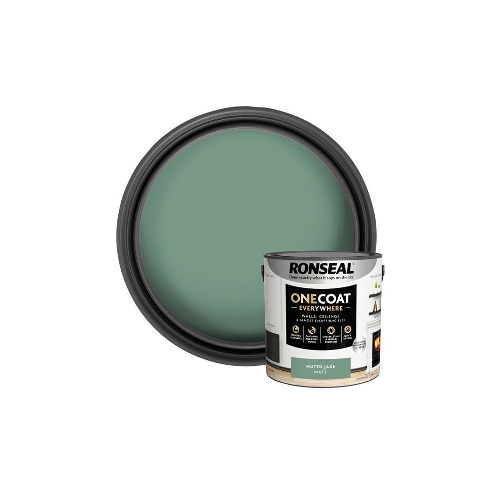 Ronseal One Coat Everywhere Interior Paint Muted Jade Matt 2.5 litre