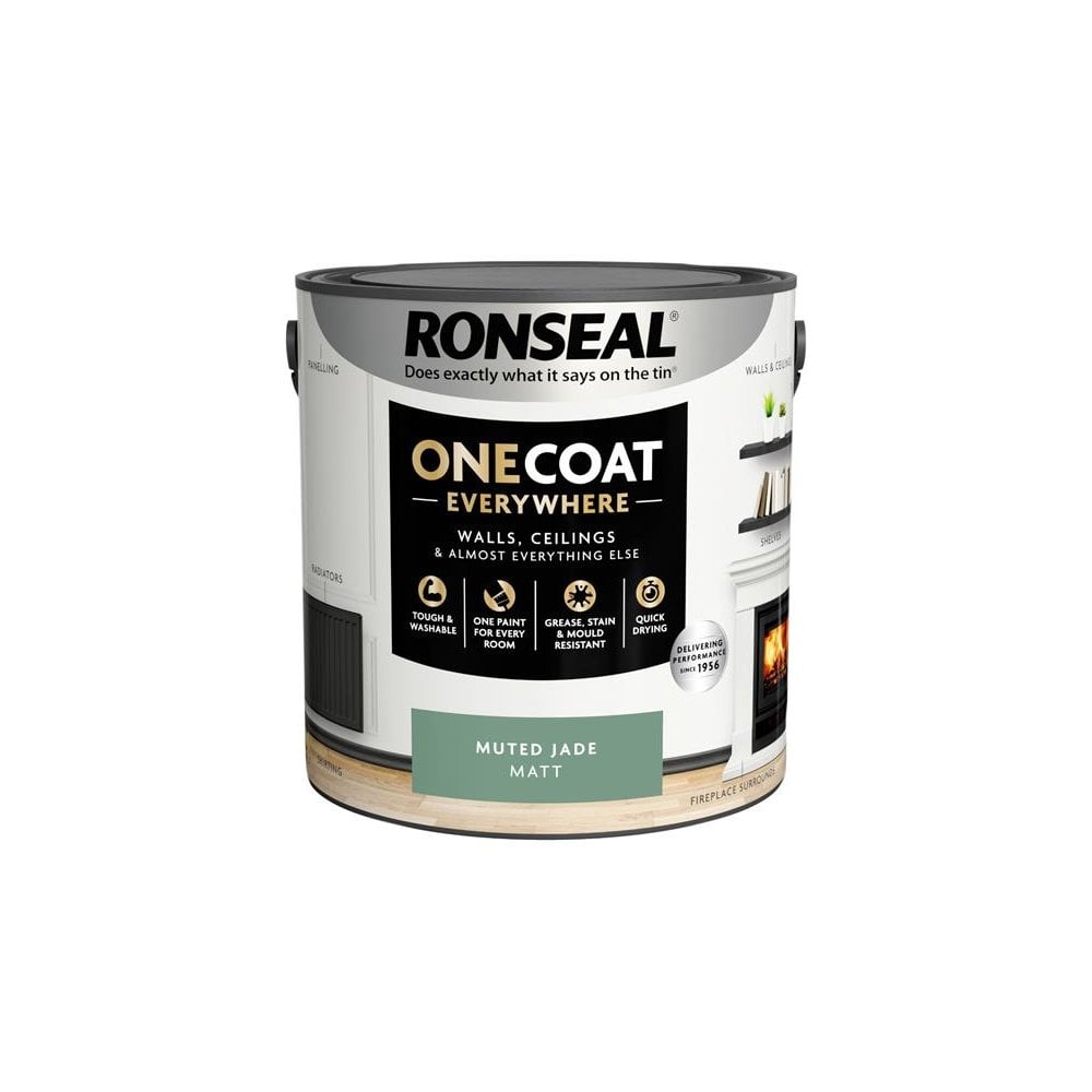Ronseal One Coat Everywhere Interior Paint Muted Jade Matt 2.5 litre