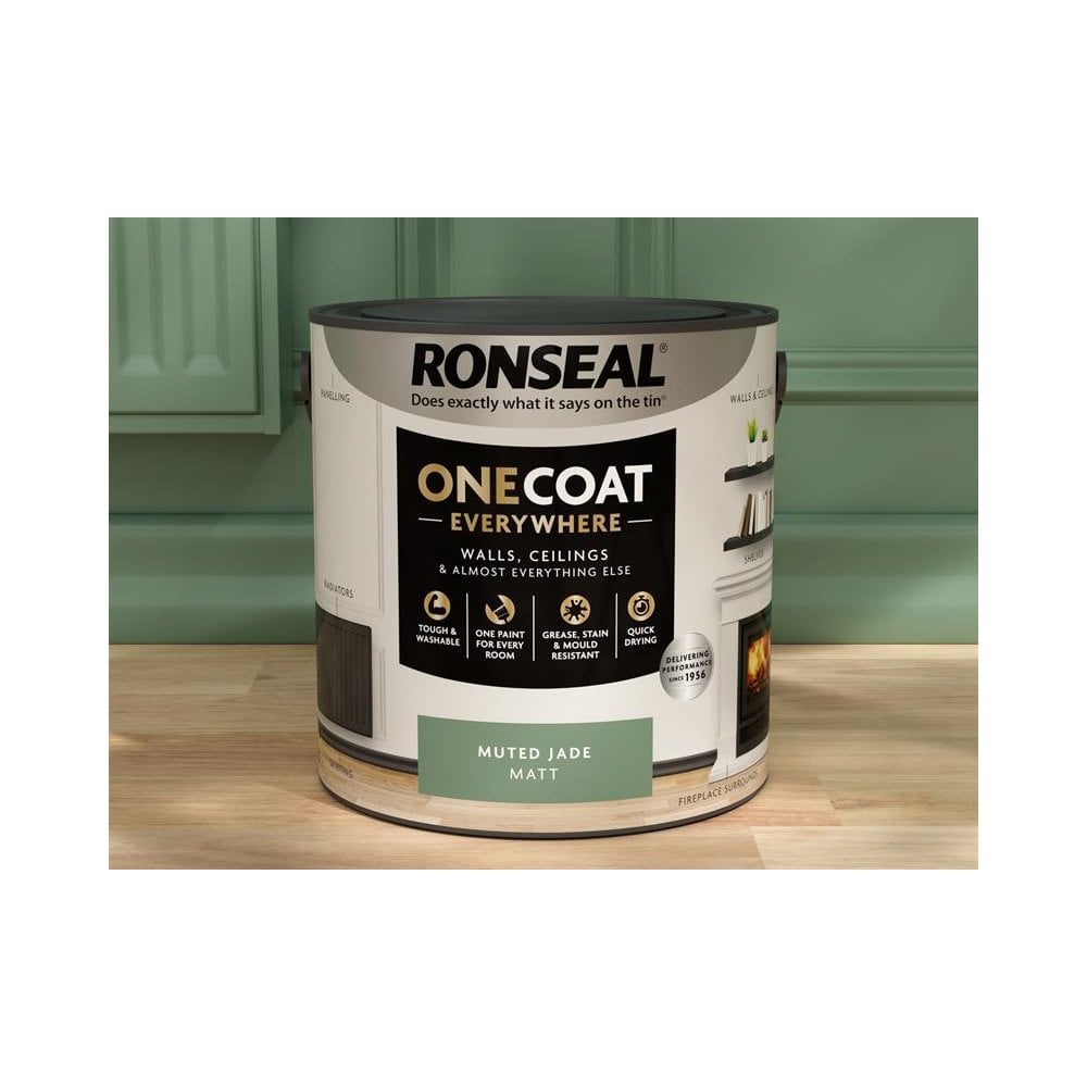 Ronseal One Coat Everywhere Interior Paint Muted Jade Matt 2.5 litre