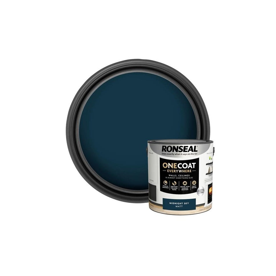 Ronseal One Coat Everywhere Interior Paint Midnight Sky Matt 2.5 litre