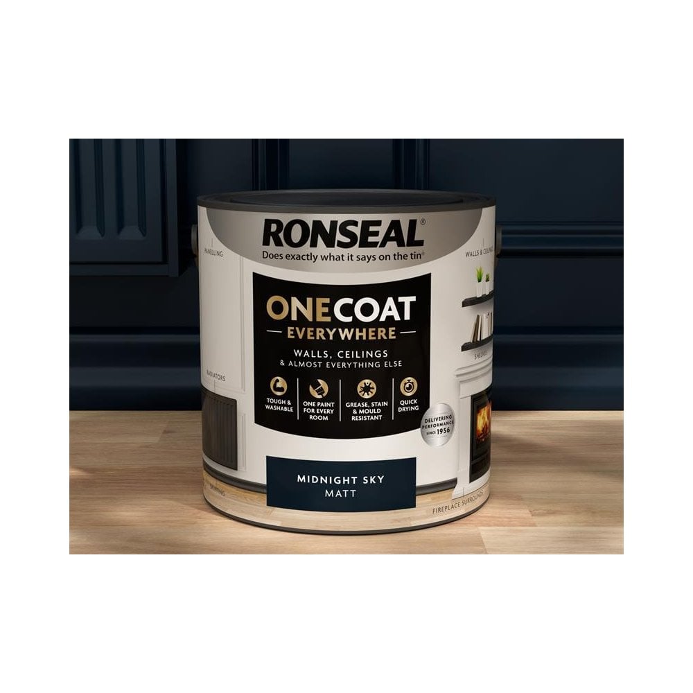 Ronseal One Coat Everywhere Interior Paint Midnight Sky Matt 2.5 litre